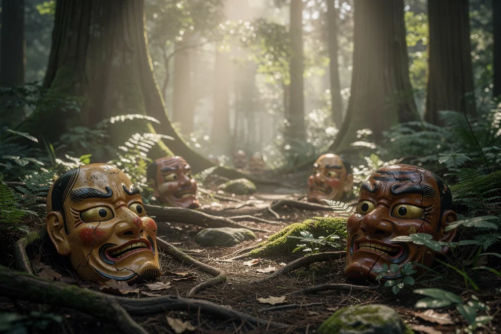 Entre sanctuaires perdus et forêts sacrées : l’odyssée des masques noh en terre sauvage
