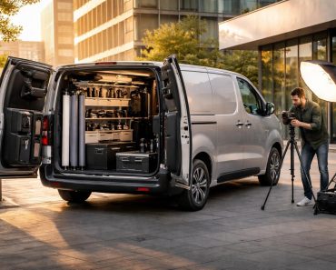 service de transport professionnel pour photographes avec fourgon citroën jumpy aménagé en studio mobile, offrant flexibilité et confort pour vos séances photo en déplacement.